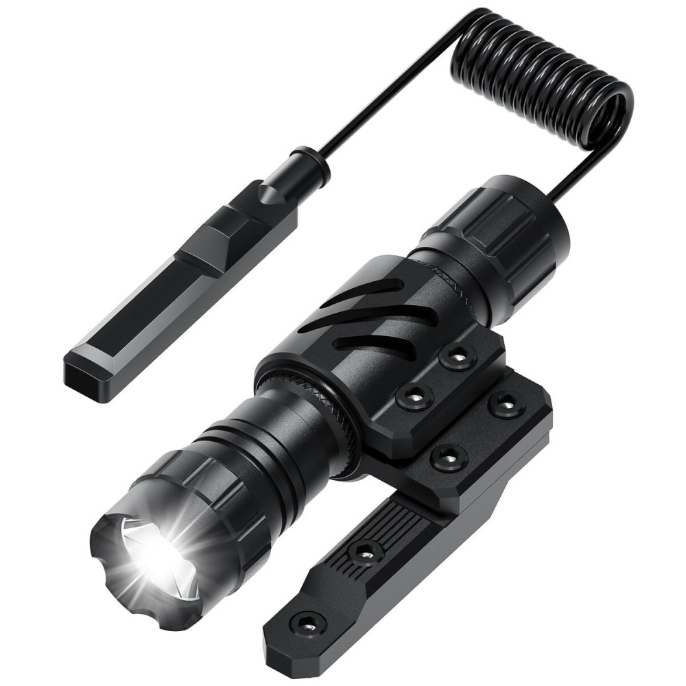 Feyachi Tactical Flashlight, Ultra Bright 1200 Lumens Rifle Light, Compatible with Mlock Rail System, with Pressure Dual Switch, 200m Beam Range, 4H Runtime, Waterproof
