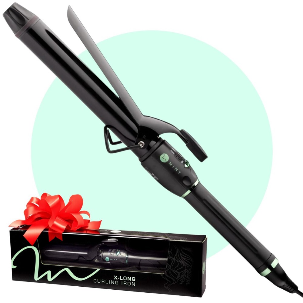 MINT Professional Extra Long Hair Curling Iron 1 1/4 inch | 2-Heater Ceramic Barrel That Stays Hot | 1.25 Inch Hair Iron Curler for Medium to Large Curls | Travel-Ready International Dual Voltage