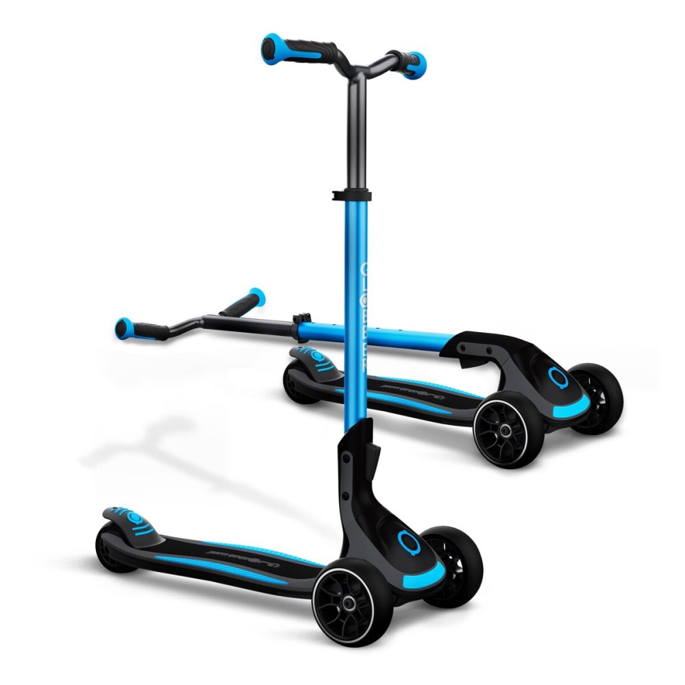 Globber Ultimum Scooter | 3-Wheel Kick Scooter for Adults & Kids 5+ | Foldable Kick Scooter with Safe, Non-Slip Deck & Premium Brakes (Sky Blue)