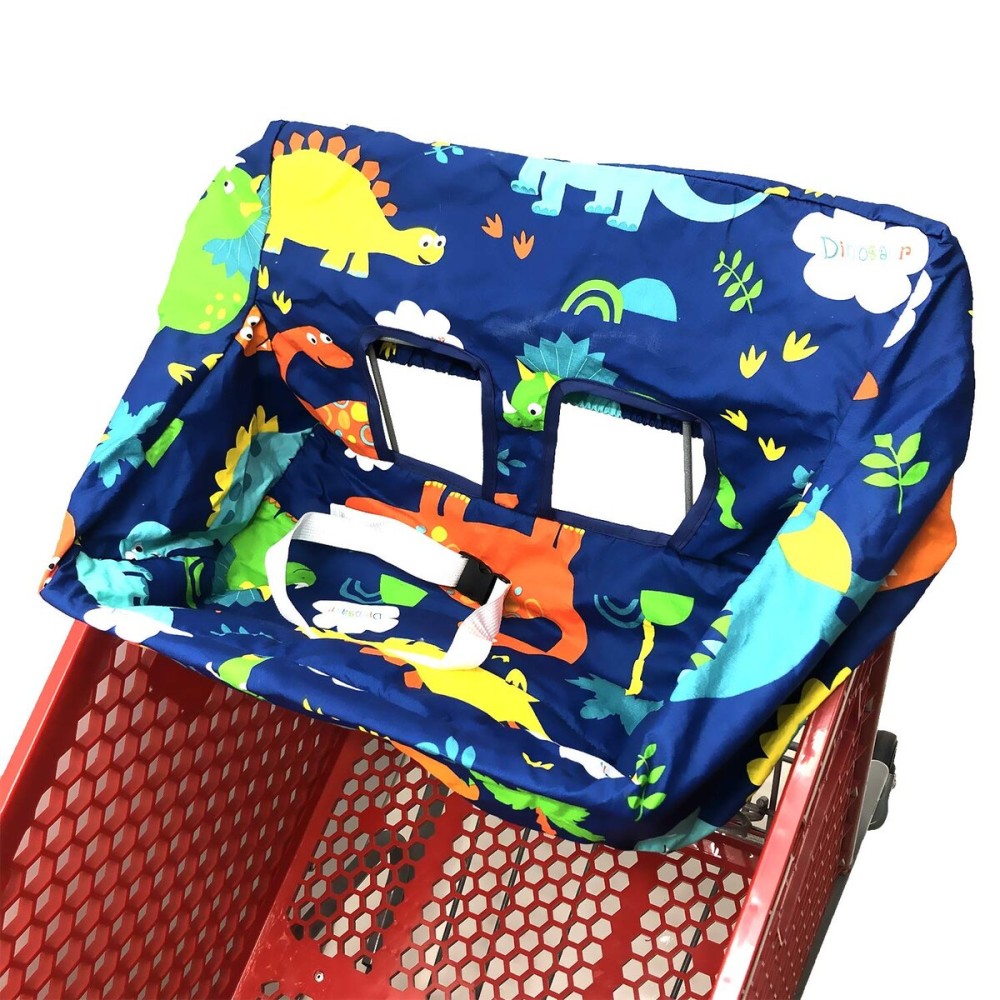 Portable Shopping Cart Cover, High Chair and Grocery Cart Covers for Babies, Kids, Infants & Toddlers, Attached Carry Bag (Simple Dinosaur)