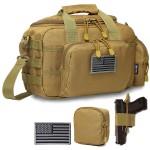 DBTAC Gun Range Bag Small | Tactical 2x Pistol Shooting Range Duffle Bag with Lockable Zipper for Handguns and Ammo (Brown)