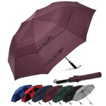 G4Free 62 Inch Portable Golf Umbrella Large Oversize Double Canopy Vented Windproof Waterproof Automatic Open Stick Umbrellas for Men and Women(Wine Red)