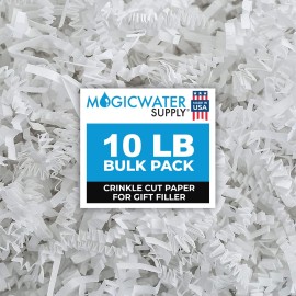 MagicWater Crinkle Cut Paper for Gift Baskets - 10LB - White - Perfect for Shredded Paper Filler, Basket Filler, Gift Boxes, Bridesmaid Gifts, Christmas Stuffers & More - Ideal for All Occasions