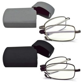 sevenplus 2 Pack Reading Glasses Blue Light Blocking, Anti UV Glare, Foldable Computer Spring Hinge Readers for Women Man 1.0X