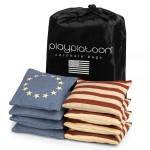 Play Platoon Weather Resistant Cornhole Bags - Set of 8 Regulation Corn Hole - Betsy Ross Vintage American Flag - Durable Duck Cloth Corn Hole for Tossing Game, Includes Tote Bag