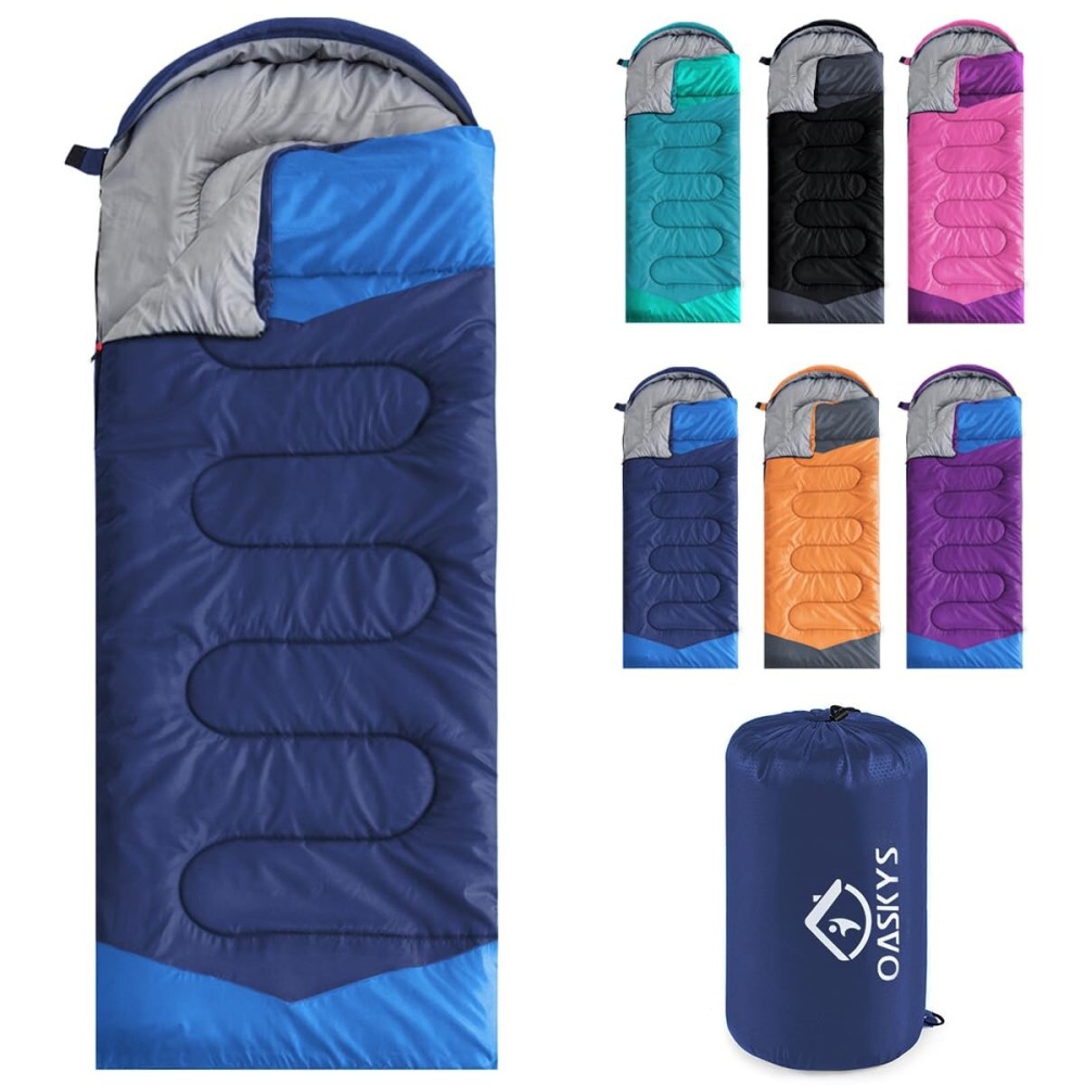 oaskys Camping Sleeping Bag - 3 Season Warm & Cool Weather - Summer Spring Fall Lightweight Waterproof for Adults Kids - Camping Gear Equipment, Traveling, and Outdoors