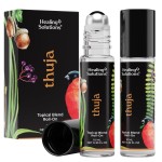 Healing Solutions (2 Pack) Thuja Essential Oil USDA Organic Roll On Set, Skin Care & Body Perfume Oil for Women