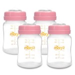 Matyz 4-PACK Breast Milk Collection And Storage Bottles (Pink, 6oz Each) - No BPA Breastmilk Storage Containers With Lids - Pumping Storage Bottles For Philips Avent Medela Spectra Breast Pumps