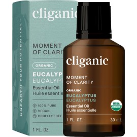 Cliganic Organic Eucalyptus Essential Oil, 100% Pure | Natural Aromatherapy Oil for Diffuser Steam Distilled | Non-GMO Verified (Packaging May Vary)
