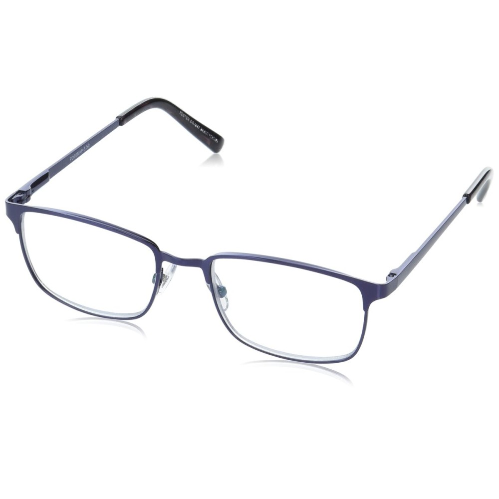 Foster Grant Men\'s Braydon Multifocus Rectangular Reading Glasses, Matte Navy Blue/Transparent, 54 mm + 2