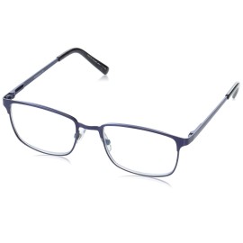 Foster Grant Men\'s Braydon Multifocus Rectangular Reading Glasses, Matte Navy Blue/Transparent, 54 mm + 2