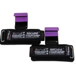 Heavy Duty PRO Metal Lifting Steel Hooks Power Weightlifting Set of 2 Premium Thick Padded Workout Hook Gloves (Women-Wrist Size Small/Medium, Purple 1)