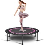 Newan 40\'\' Silent Fitness Mini Trampoline - Indoor Rebounder for Adults - Best Urban Cardio Jump Fitness Workout Trainer, Covered Bungee Rope System - Max Limit 330 lbs