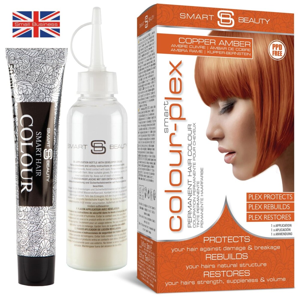 Smart Beauty Ginger Hair Dye, Permanent with Plex Anti-Breakage Technology, Copper Red, PPD Free, Vegan, Cruelty Free