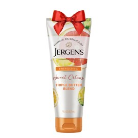 Jergens Sweet Citrus Body Butter, Hand and Body Lotion, Moisturizer for Women, Lotion with Essential Oil for Indulgent Moisturization, 7 Oz