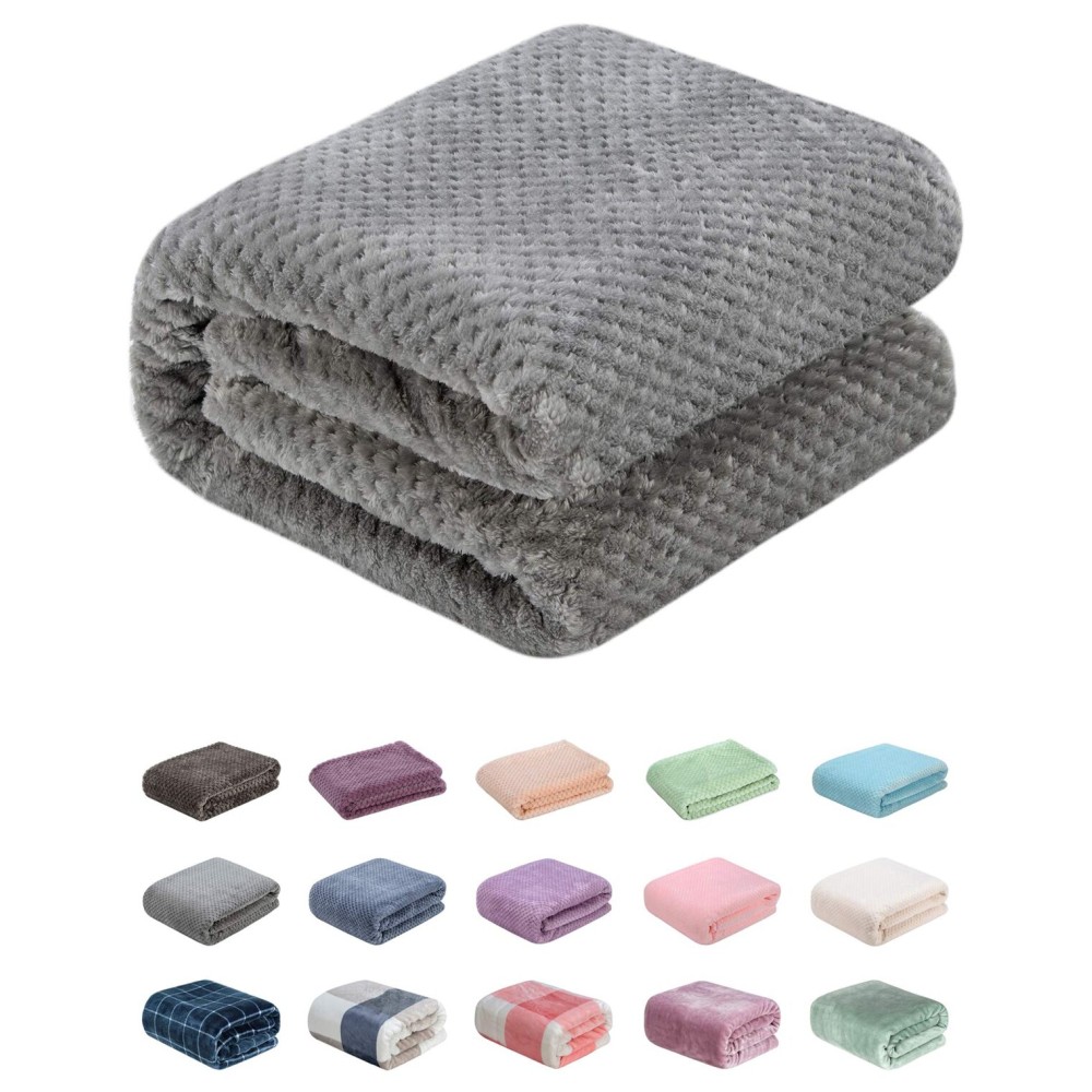 Fuzzy Throw Blanket, Plush Fleece Blankets for Adults, Toddler, Boys and Girls, Warm Soft Blankets and Throws for Bed, Couch, Sofa, Travel and Outdoor, Camping (Throw(50x70), L-Flint Gray)