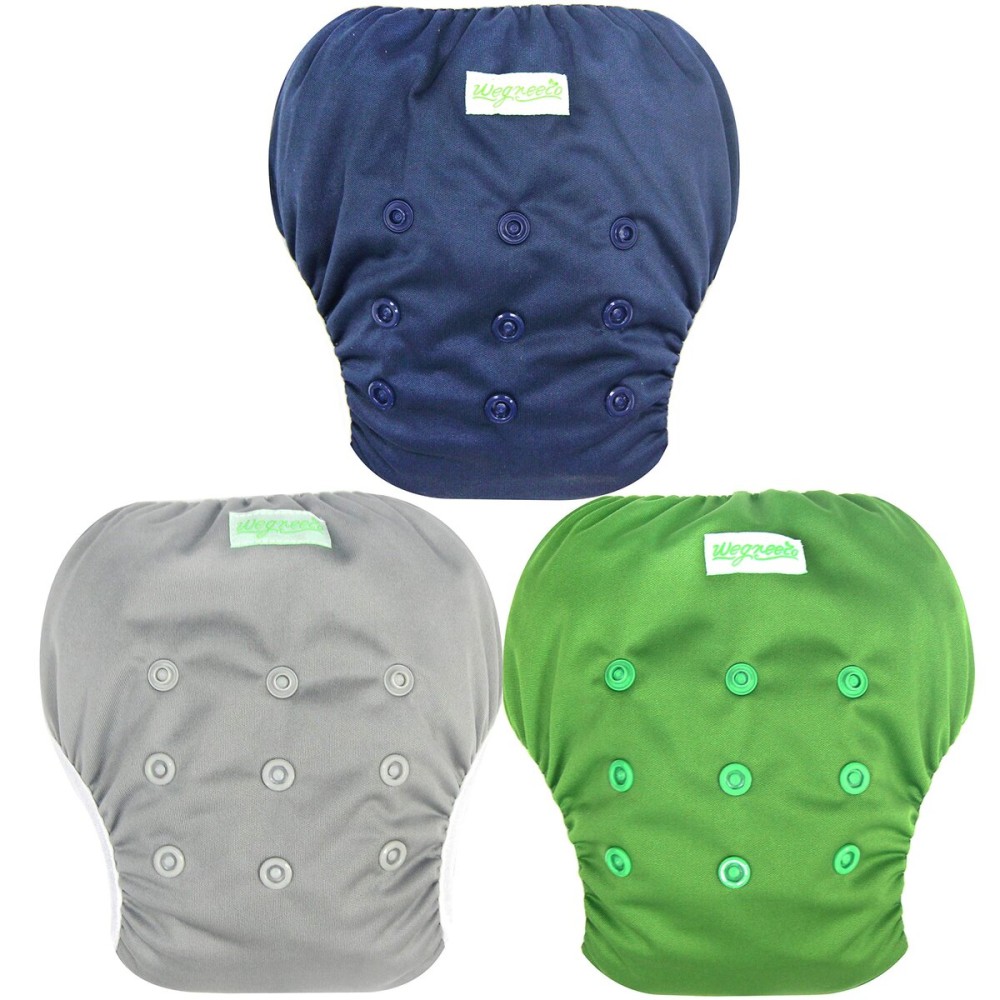wegreeco Baby & Toddler Snap One Size Adjustable Reusable Baby Swim Diaper (Navy, Small, 3 Pack)