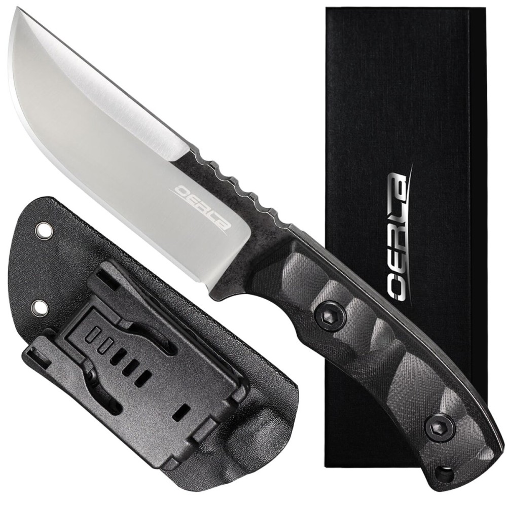 OERLA TAC TF-0017 Thunder Flash Fixed Blade Outdoor Duty Straight Knife - 420HC Stainless Steel Field Knife with G10 Handle, Waist Clip, EDC Kydex Sheath