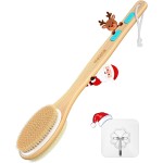 Metene Shower Brush with Soft and Stiff Bristles, Bath Dual-Sided Long Handle Back Scrubber Body Exfoliator for Wet or Dry Brushing