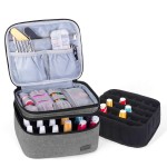LUXJA Nail Polish Carrying Case - Holds 20 Bottles (15ml - 0.5 fl.oz), Portable Organizer Bag for Nail Polish and Manicure Set, Gray