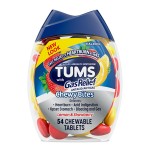 TUMS Chewy Bites Chewable Antacid Tablets with Gas Relief, Lemon & Strawberry - 54 Count