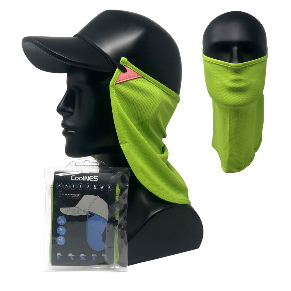 CoolNES - UV Sun Protection Neck Drape Adjustable Multifunctional 2 in 1 Face covering for Outdoor Fishing - Unisex Green
