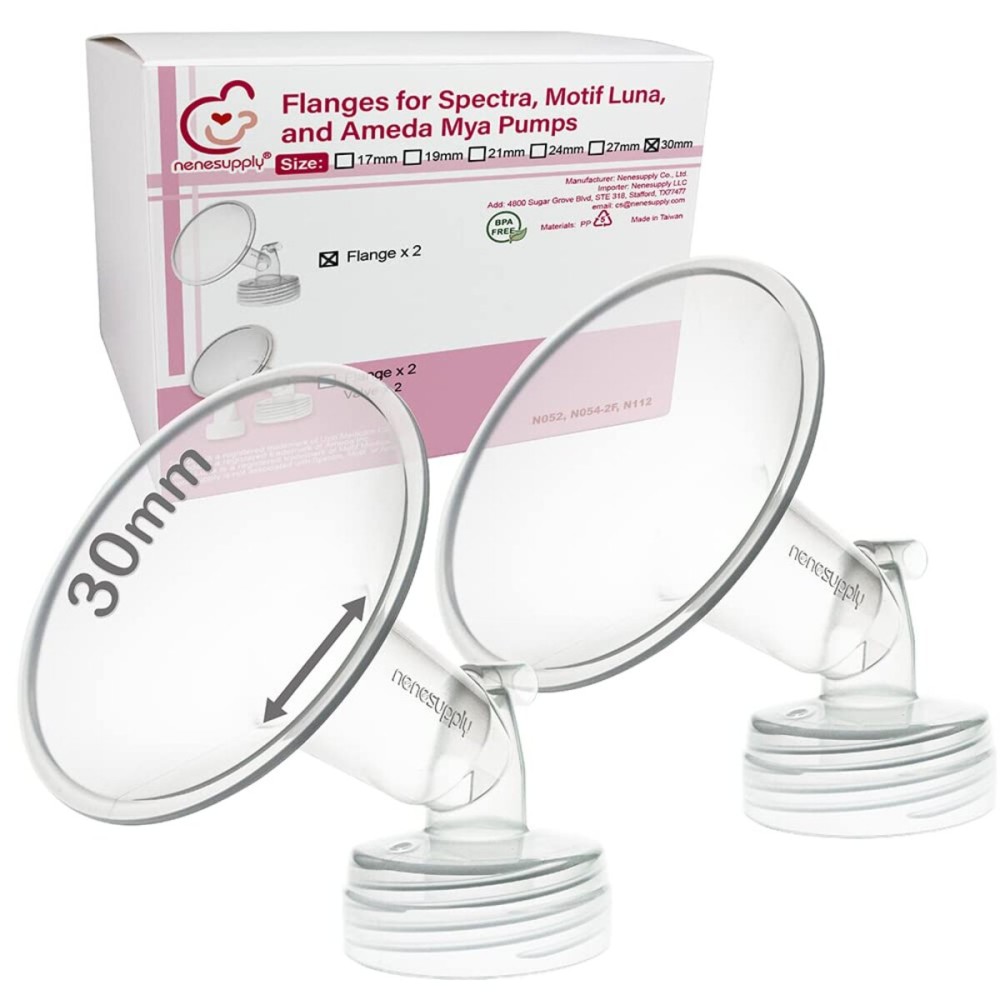 Nenesupply 30mm 2 pc Flanges Compatible with Spectra S2 S1 9 Plus Synergy Gold Breastpump Replacement to Spectra Pump Parts Flange Accessories Wide Mouth Work with Valve Backflow Protector Bottle