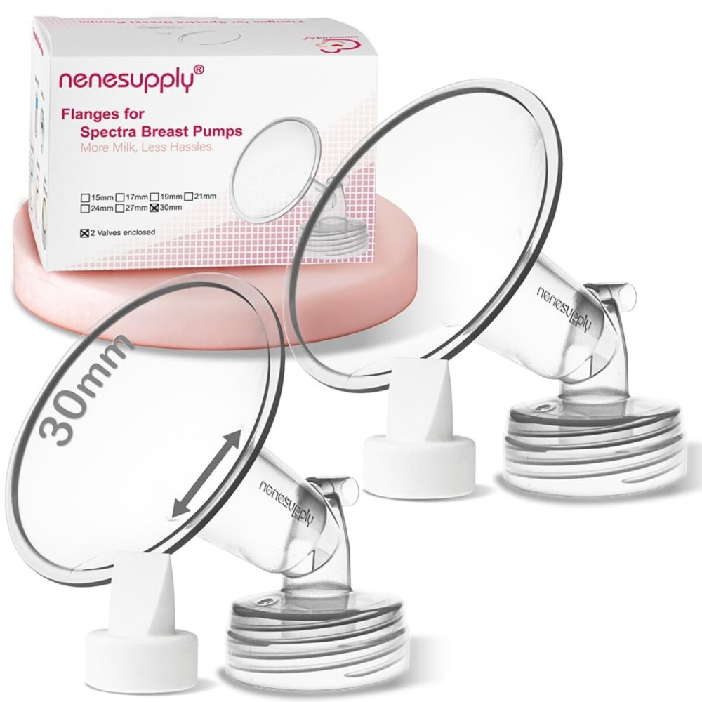 Nenesupply 30mm 2 pc Flanges Duckbill Valves Compatible with Spectra S2 S1 9 Plus Synergy Gold Breastpump Replacement to Spectra Pump Parts Flange Accessories Wide Mouth Work with Backflow Protector