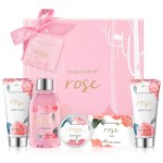 Bath and Body Gift Set for Women, Body & Earth 5 Pcs Rose Spa Gifts for Women, Self Care Kit, Lotion Set for Her,Mothers Day Presents for Mom