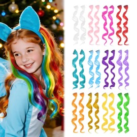 Dreamlover Colored Hair Extensions for Kids, Crazy Hair Day Accessories for Girls, 24 Pieces