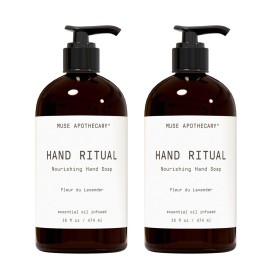 Muse Apothecary Hand Ritual - Aromatic and Nourishing Hand Soap, Infused with Natural Aromatherapy Essential Oils - USDA Certified Biobased - 16 oz, Fleur du Lavender, 2 Pack