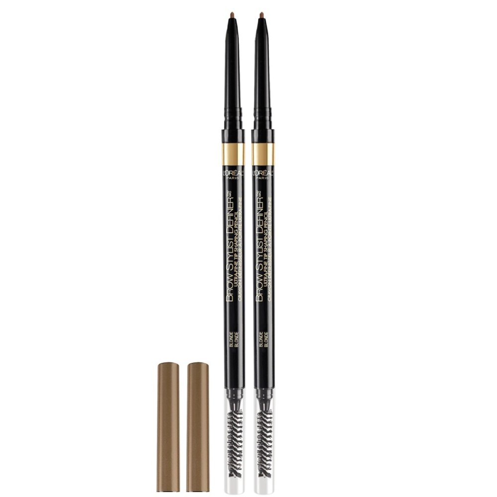 L\'Oreal Paris Makeup Brow Stylist Definer Waterproof Eyebrow Pencil, Ultra-Fine Mechanical Pencil, Draws Tiny Brow Hairs and Fills in Sparse Areas and Gaps, Blonde, 0.003 Ounce (Pack of 2)
