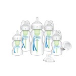 Dr. Brown\'s Natural Flow Anti-Colic Options+ Wide-Neck Baby Bottle Newborn Feeding Set with Baby Bottle Travel Caps