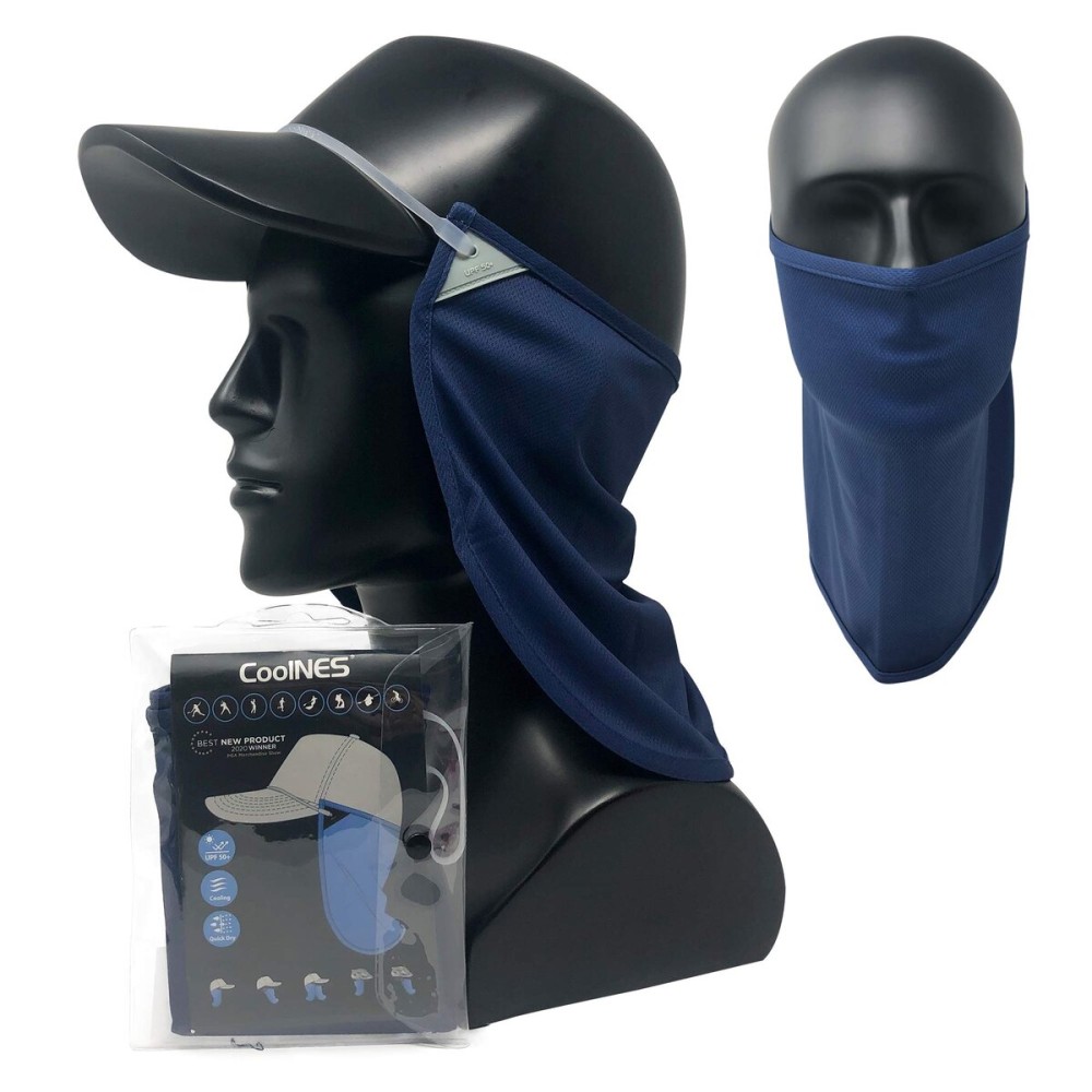 CoolNES - UV Sun Protection Neck Drape Adjustable Multifunctional 2 in 1 Face Covering for Outdoor Fishing - Unisex Navy