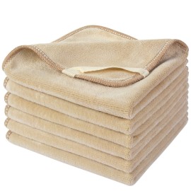 SINLAND Microfiber Facial Cloths Fast Drying Washcloth 12inch x 12inch (6pack, Cream)
