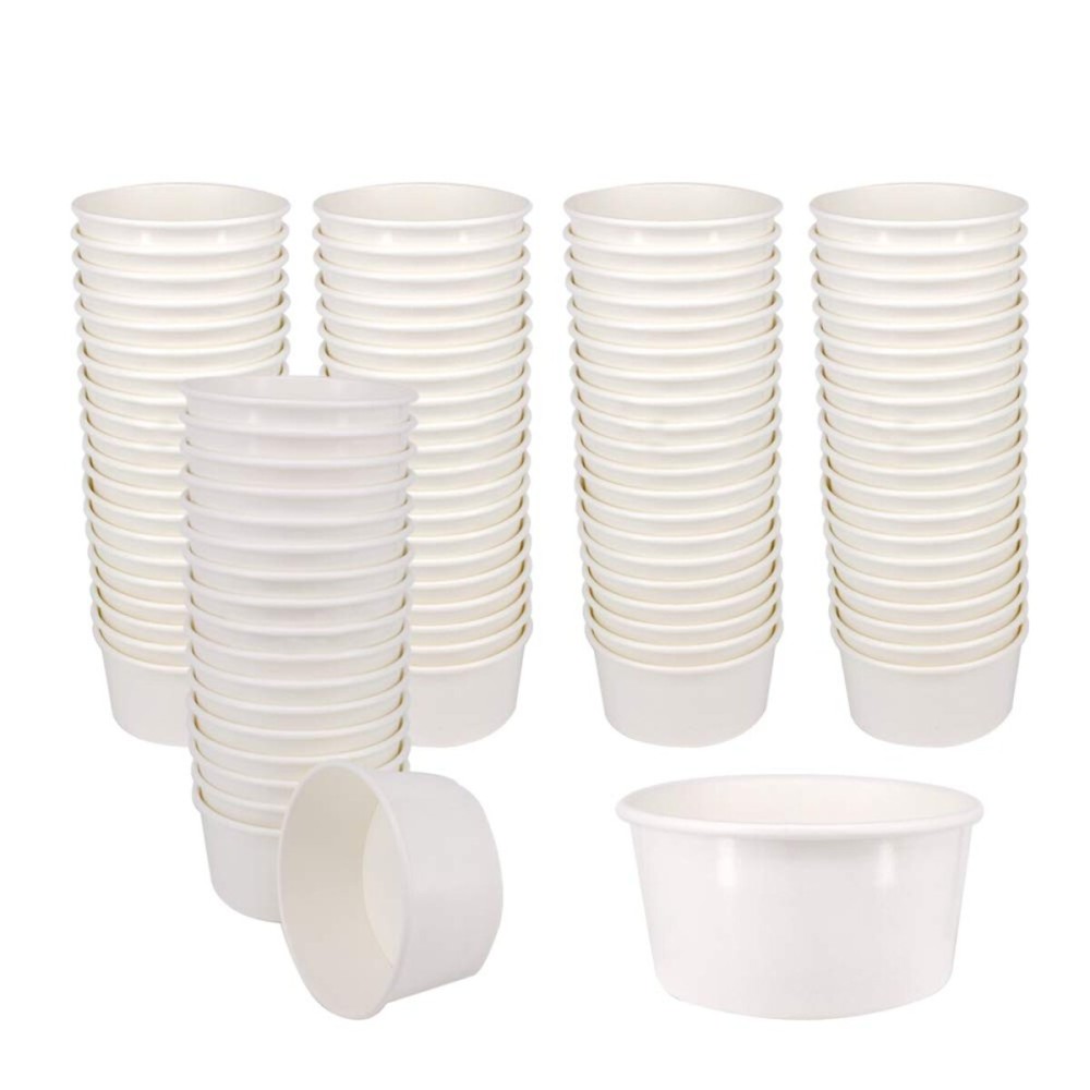Belinlen 100 Count 6 OZ Disposable White Ice Cream Cups - Medium Hot and Cold To Go Paper Cups - Takeout Food Container