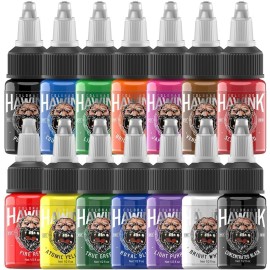 Hawink Tattoo Ink Color Set 1/2 oz (15ml) Tattoo Supply 21 Colors Pigment Kit TI203-15-21