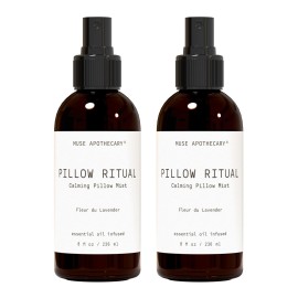 Muse Apothecary Pillow Ritual - Aromatic, Calming and Relaxing Pillow Mist, Linen and Fabric Spray - Infused with Natural Aromatherapy Essential Oils - 8 oz, Fleur du Lavender, 2 Pack