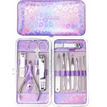 ZIZZON Nail Clippers Kit Manicure Pedicure Set with Holographic Case(Purple)