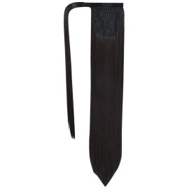 SEIKEA Clip in Ponytail Extension Wrap Around Natural Hairpiece for Women 20 Inch Straight Hair - Black Brown