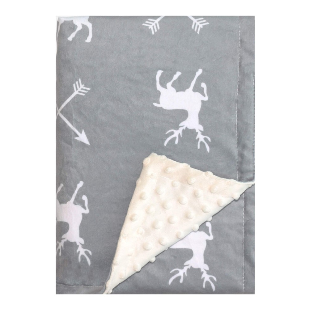 Soft Plush Deer Baby Blanket for Boys Girls Unisex with Print Animal Pattern Double Layer Dotted Backing Bed Throws for Baby Crib Receiving for Newborns 30x40 Inches