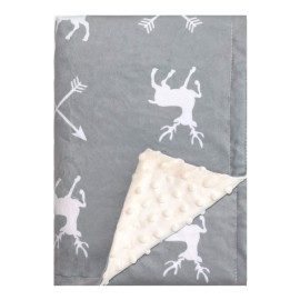 Soft Plush Deer Baby Blanket for Boys Girls Unisex with Print Animal Pattern Double Layer Dotted Backing Bed Throws for Baby Crib Receiving for Newborns 30x40 Inches