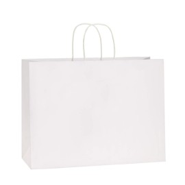 BagDream 100Pcs 16x6x12 Inches Kraft Paper Bags with Handles Bulk, Large Shopping Bags for Gifts, Grocery, Merchandise, Party Favor, Take-out, Recyclable White Paper Sacks