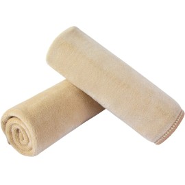 SINLAND Microfiber Facial Cloths Fast Drying Washcloth 12inch x 12inch (2pack, Cream)