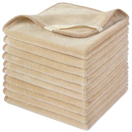 SINLAND Microfiber Facial Cloths Fast Drying Washcloth 12inch x 12inch (10pack, Cream)
