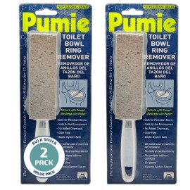 PUMIE Pumice Stone Toilet Bowl Cleaner (2-Pack) - Toilet Pumice Stone with Handle - Heavy Duty Scouring Stick for Rings, Bowls, Hard Water Stains, Lime, Rust, Sink - Includes Handle for Easy Use