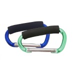 Large Stroller Hooks for Mommy, 2 pcs Carabiner Stroller Hook Organizer for Hanging Purses, Diaper Bag, Shopping Bags. Clip Fits Single/Twin Travel Systems, Car Seats (Blue+Green)