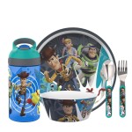 Zak Designs 5-Piece Dinnerware Set, Disney and Pixar Toy Story 4 - Durable Plastic & Stainless Steel - Includes Water Bottle, 8-Inch Plate, 6-Inch Bowl, Fork & Spoon - Suitable for Kids Ages 3+
