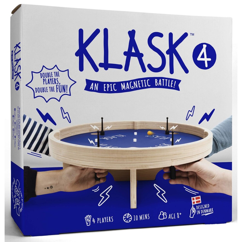 KLASK: The Magnetic Award-Winning Party Game of Skill - for Kids and Adults of All Ages Thats Half Foosball, Half Air Hockey (4 Player)