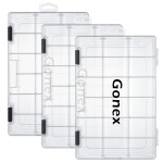 Gonex 3600 Tackle Trays 3 Packs, Transparent Fishing Tackle Boxes Organizer and Storage with Adjustable Dividers, Plastic 3600 Tackle Boxes for Lures, Hooks, & Other Accessories
